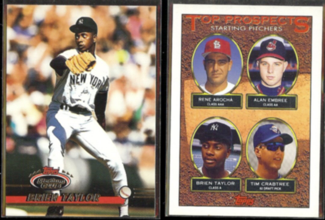 BRIEN TAYLOR 1993 Stadium Club #689 + 1993 Topps Prospects #742. YANKEES