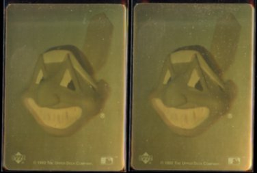 INDIANS (2) 1992 Upper Deck Logo GOLD Holograms.  CLEVELAND