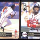 RON GANT (2) 1992 U.S. Playing Card Co. Aces - 4 Hearts + 8 Clubs.  BRAVES