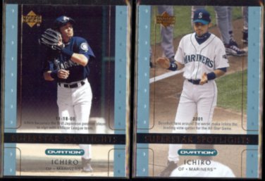 ICHIRO (2) 2002 Upper Deck Spotlights #90 + #91.  MARINERS