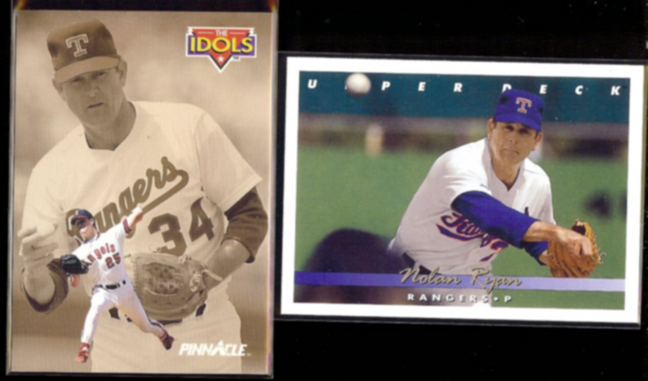 NOLAN RYAN 1992 Pinnacle Idols #281 + 1993 Upper Deck #155. RANGERS