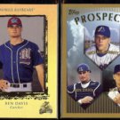 BEN DAVIS 1999 UD SP Prospects Foil + 1998 Tops Prospects.  BAYBEARS / PADRES