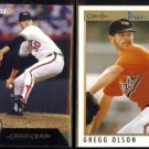 GREGG OLSON 1992 Pinnacle Team 2000 Insert + 1992 Premier.  ORIOLES