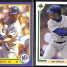 KEN GRIFFEY Jr. 1990 Score #560 + 1991 Upper Deck #555.  MARINERS