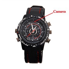 USB Rechargeable Waterproof Wristwatch with 1.3MP Pinhole Spy Camera and 8GB Memory