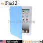 BLUE Smart Cover Magnetic Leather Case stand for iPad 2