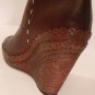 BROWN LEATHER WEDGE