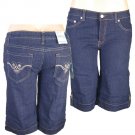 "Xpress Jeans"-Junior Stretch Navy Blue Denim Bermuda Shorts-Single Pair-Size 15