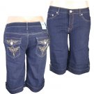 "Xpress Jeans"-Junior Stretch Navy Blue Denim Bermuda Shorts-Single Pair-Size 17