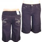 "Xpress Jeans"-Junior Stretch Black Denim Bermuda Shorts-Single Pair-Size 13