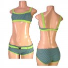 "Biki Active"-Junior Stretch Striped Bikini Set w/Butterfly Buckle Accent-Single Pair-Size Large