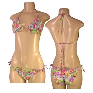 "Biki Active"-Junior Stretch Beach Scene Print Bikini-Single Pair-Size Large
