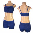 "Biki Active"-Junior Stretch Striped Top and Boy Shorts Bikini Set-Single Pair-Size Large