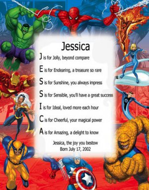 Personalized Marvel Heroes Name Poem Comic Strip