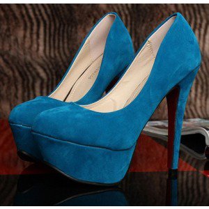 Blue platform pumps