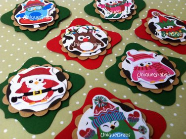 Lil Christmas Oompa Owls Christmas Handmade Tags Set of 7
