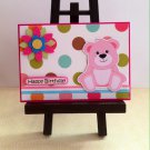 Birthday Handmade Card - Pink Teddy Bear