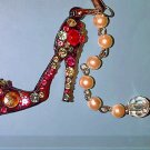 Purse Charm w/Czech Stones & Pearls