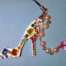 High Heel Shoe Purse Charm w/Czech Stones & Pearls