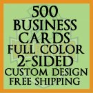 500 Full Color 2-Sided Custom Designed Business Cards 16/PT Thick & Glossy