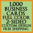 1,000 Full Color 2-Sided Custom Designed Business Cards 16/PT Thick & Glossy