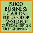 5,000 Full Color 2-Sided Custom Designed Business Cards 16/PT Thick & Glossy