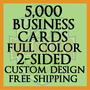 5,000 Full Color 2-Sided Custom Designed Business Cards 16/PT Thick & Glossy