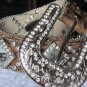 Studded Tan Belt w/Clear Crystals - Small