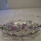 lovely indiana glass large oval fruit bowl purple grape and fruit motif..40s-60s