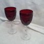 2 French Ruby glass & crystal stems leaf and Pineapple pattern C post 40,s//