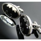 Silver Plate Black Batman Cufflinks Men Cuff Links/Buttons - Ready to be the gift - Free Shipping