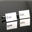 Silver Plate Ctrl plus Esc Keyboard Cufflinks Men Cuff Links/Buttons  - Free Shipping