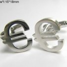 Silver Plate Euro Sign Men Cuff Links/Buttons - Ready to be the gift - Free Shipping