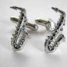 Silver Plate Saxophone Men Cuff Links/Buttons - Ready to be the gift - Free Shipping
