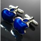 Silver Plate Apple Mac in Blue Cuff Links/Buttons - Ready to be the gift - Free Shipping