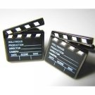 Silver Plate Black Film Slate Men Cuff Links/Buttons - Ready to be the gift - Free Shipping