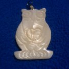 OWL Pendant- Handcarved- Mother Of Pearl- heart