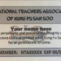 Membership to the National Teachers Association