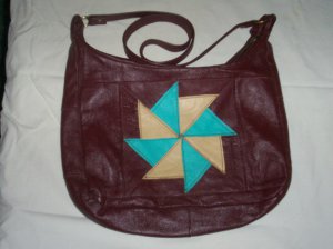 Quilt Design Pinwheel Leather Purse