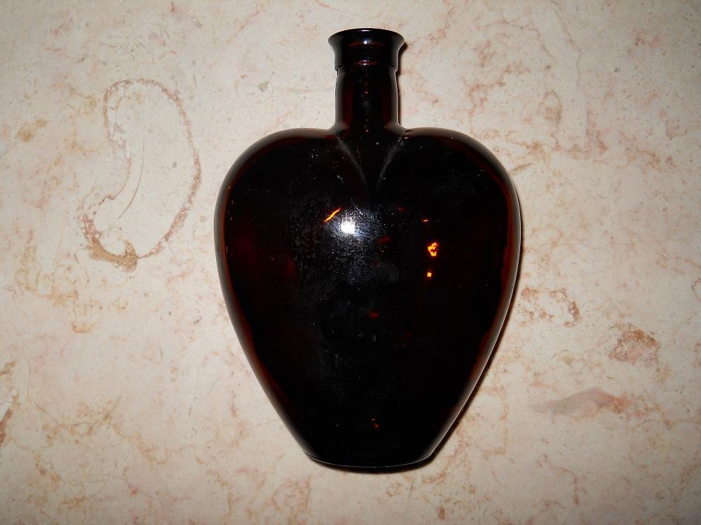 Paul Masson Brown Glass Heart Shaped Bottle