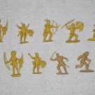 Indians & Frontiersmen - 2 Inch Plastic Figures - Yellow & Tan - 9 Piece Set - Vintage