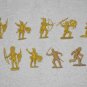Indians & Frontiersmen - 2 Inch Plastic Figures - Yellow & Tan - 9 Piece Set - Vintage
