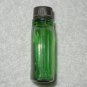 Green Glass Bottle With Planet With Ring Symbol & Plastic Cap With Glass Stirrer - Vintage