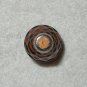 Small Brown Molded Glass Bottle With Ovals & Lines Design - Cork Stopper - Taiwan