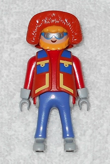 Playmobil - Arctic Explorer Man w/ Trapper Hat, Cuffs & Vest - Red/Blue - From 3184 Dino Camp 2003