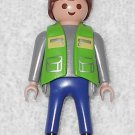 Playmobil - Van Man Figure w/ Green Vest - Gray / Blue - From 3213 Family Van - Part 30009310 - 2001 Playmobil - Van Man Figure w/ Green Vest - Gray / Blue - From 3213 Family Van - Part 30009310 - 2001
