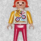 Playmobil - Be Free Girl Figure w/ Koala On Bicycle Logo - White / Pink / Orange - Vintage Playmobil - Be Free Girl Figure w/ Koala On Bicycle Logo - White / Pink / Orange - Vintage