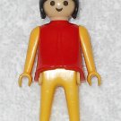 Playmobil - Vintage Woman Figure Klicky - Red Torso / Yellow Arms & Legs / Black Hair - 1974