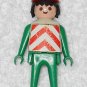 Playmobil - Vintage Construction Worker Man Figure Klicky w/ Helmet & Vest - Green w/ Black Hair