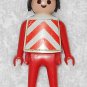 Playmobil - Vintage Construction Worker Man Figure Klicky w/ Hat & Vest - Red w/ Black Hair